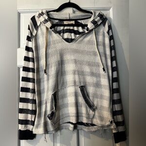 Ocean Drive Striped Navy and White Hooded Pullover